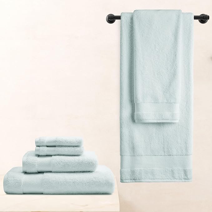 BIOWEAVES 100% Organic Cotton 700 GSM Plush Bath Towels 30" x 58" GOTS Certified - Seafoam, Pack of 2