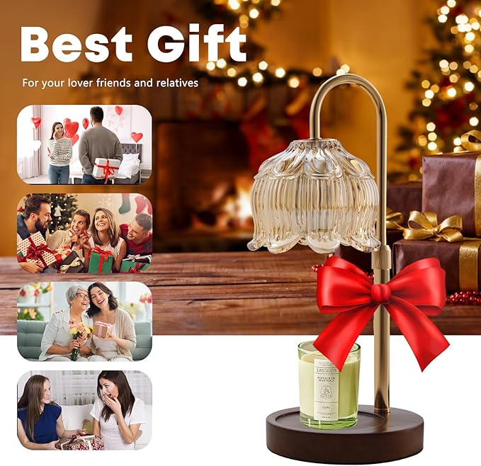 GEEZO Fragrance Candle Warmer Lamp,Electric Candle Warmer with Timer & Dimmer,Mom Christmas Birthday Gifts for Women, House Warming Gifts New Home Bedroom Decor
