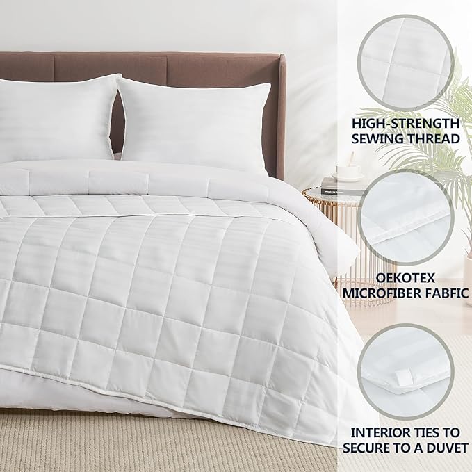 Weighted Blanket Queen Size (60"x80" 25lbs),Ultra Soft and Cozy Cooling Weighted Blanket Queen Size for Adult,Heavy Blanket with Machine Washable Soft Blanket, White