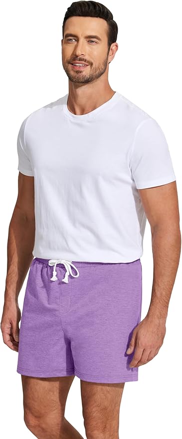 Deyeek 5.5 Inch Mens Pajama Shorts Sleep Cotton Lounge PJ Lightweight Elastic Waist Drawstring Nightwear Bottom with Pockets