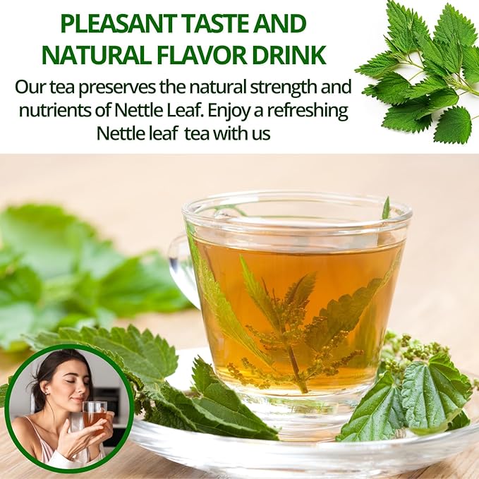 VIDA FARM 125 Nettle Tea Bags, 100% Natural Nettle Leaf Tea, Dried Stinging Nettle Tea, Stinging Nettle Leaf Herbal Tea, No Caffeine, No Sugar, No Gluten, Vegan