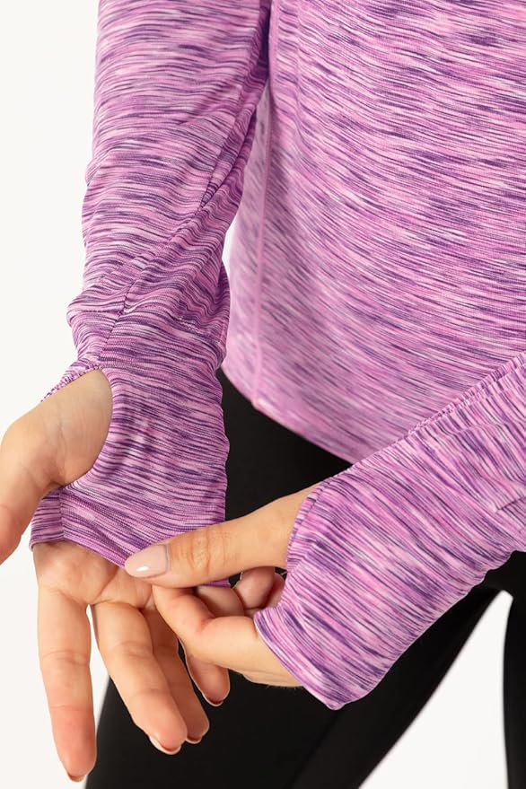 Zengjo Womens Quarter Zip Long Sleeve Workout Tops 1/4 Zip Running Pullover