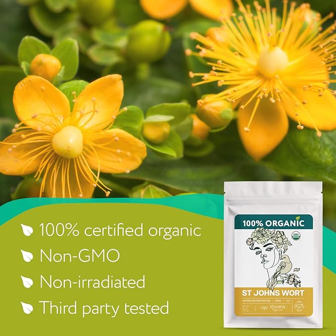 Organic St Johns Wort Herb (4 oz.) – 100% Pure Dried Saint John’s Wort Tea – Te de Hierba de San Juan Organica