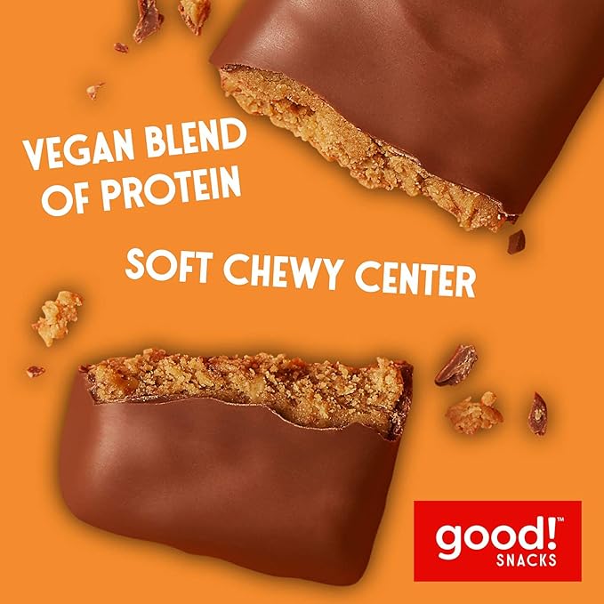 good! Snacks Chocolate Peanut Butter Vegan Protein Bar, Soy & Gluten Free, Plant Based, Low Sugar, 15g Clean Protein, Natural Healthy Snack, Kosher Friendly, For Athletes & Active Lifestyles, 12 Bars