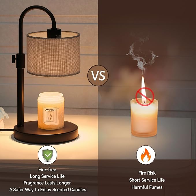Candle Warmer Lamp with Timer, Dimmable Candle Wax Warmer Candle Lamp with 2 Bulbs, House Warming Gifts Brithday Gifts for Women Bedroom Home Decor (Gray-Upgraded)