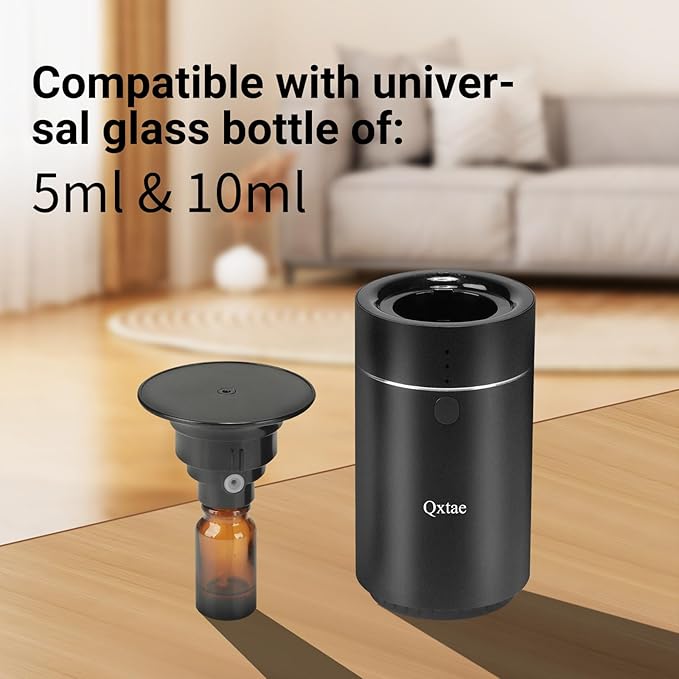 Waterless Car Diffuser for Essential Oils. Battery Operated Air Freshener, USB-C Rechargeable, Quiet, Leak-Proof, Countdown Timer, Auto-Off, Perfect for Car Home Office(Silver)