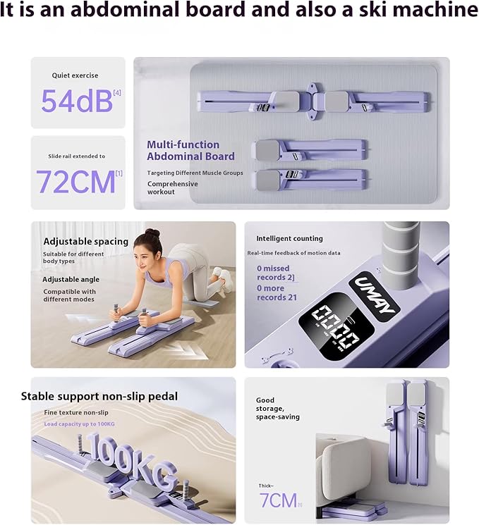 7-in-1 Mute Pilates Reformer Machine - Multifunctional Fitness Board with Resistance Bands, Push-Up Bar, Balance Board & Timer for Home Workouts, Core Training, Full Body Exercise