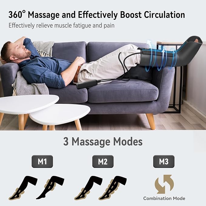 FIT KING Leg Massager, Upgraded Foot and Calf Massager with Air Compression Therapy, Sequential Compression Device Massage Boots for Circulation, Edema, RLS, Pain Relief - 3 Timer Options