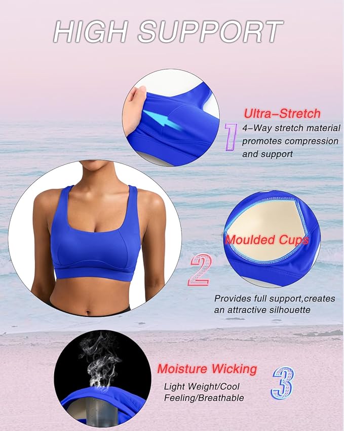 RUNNING GIRL High Impact Sports Bras for Women,Racerback Running Bra Workout Crop Tank Tops Longline Sports Bra Push up