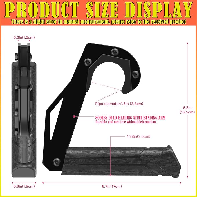 Neutral Grip Handles for Pull Up Bar, Pull Up Handles with Ergonomic Portable Hooks for Home Gym, Calisthenics, Strength Training, Resistance Bands – Black