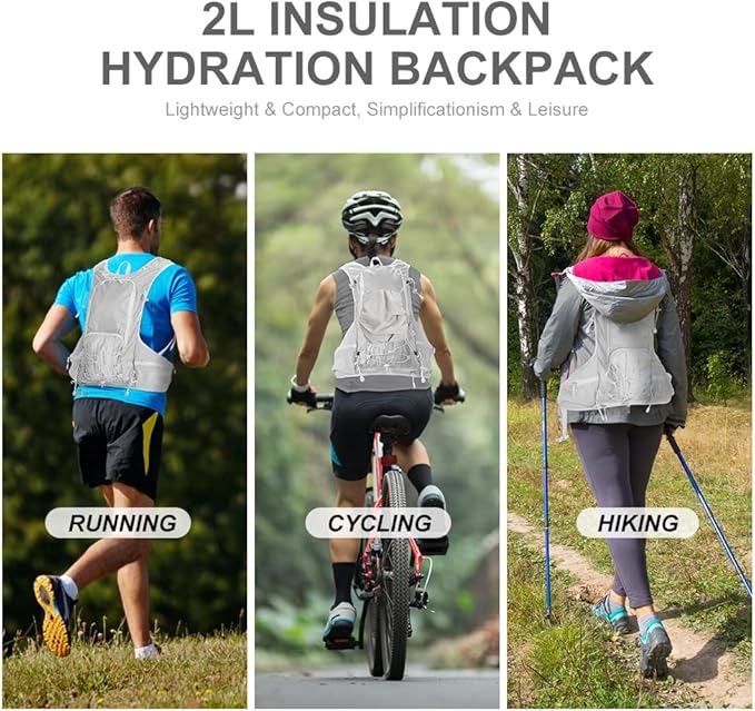 INOXTO Hydration Pack Backpack ,Water Backpack with 2L Leakproof Water Bladder, Running Hydration Vest for Man, Daypack for Cycling Motocross Climbing Trail Running