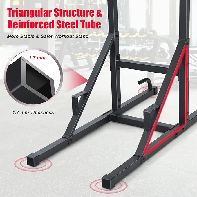 Goplus Power Tower Pull Up Bar Dip Station, Multi-function Dip Bars Stand Workout Equipment for Full-body Home Gym Fitness Exercise Strength Training