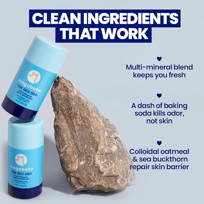 Megababe Daily Deodorant - The Geo Deo with 72 hour Odor Protection Multi-Minerals, Aluminum-Free, All Natural, 2.6 oz