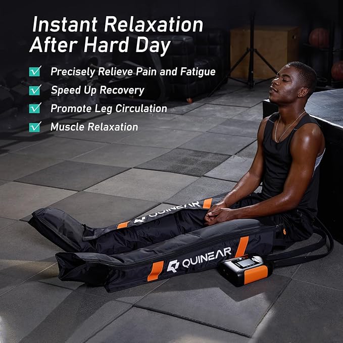 QUINEAR Professional Leg Recovery System, Cordless Air Compression Boots with Sequential Compression, Leg and Foot Massager, Fast Recovery Therapy for Athletes, FSA-HSA Eligible (Large)