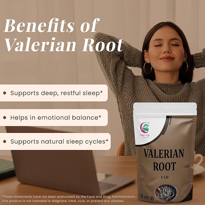 Valerian Root Whole 1 LB, 100% Natural & Pure, for Tea & Herbal Blends, Naturally Strong Aroma, Resealable Bag for Freshness - By Yogiโs Giftยฎ