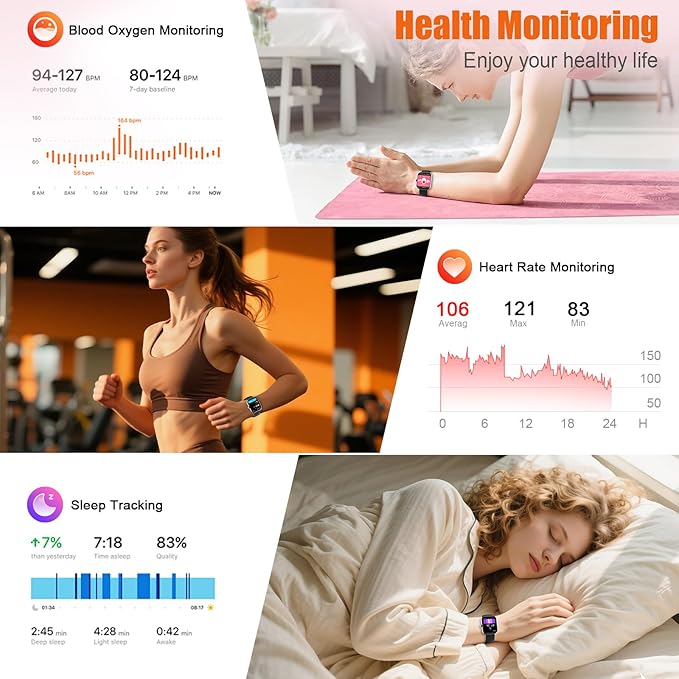 Smart Watch for Men Women (Answer/Make Call), 2025 1.83" HD Touchscreen Fitness Tracker, 110+ Sport Modes, Fitness Watch with Heart Rate/Sleep Monitor/Step, IP68 Waterproof Smartwatch for Android iOS