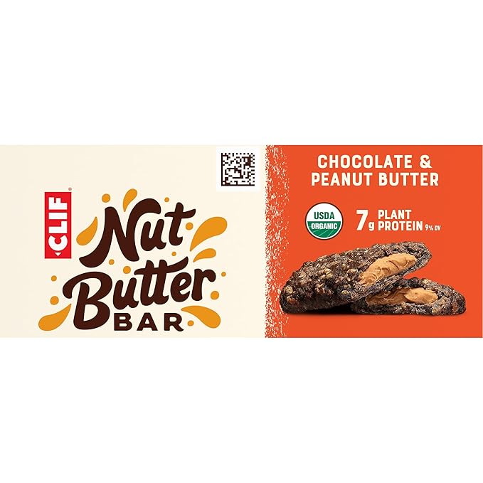 CLIF Nut Butter Bar - Chocolate Peanut Butter - Filled Energy Bars - Non-GMO - USDA Organic - Plant-Based - Low Glycemic - 1.76 oz. (5 Pack)