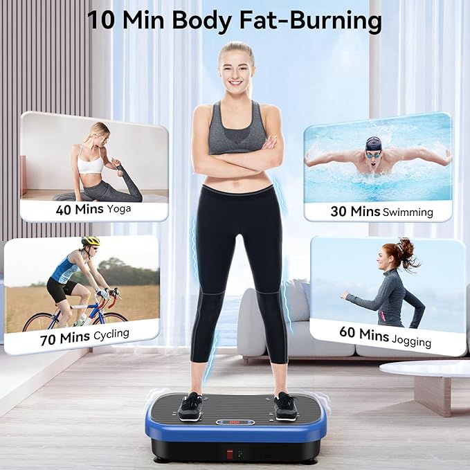 Vibration Plate Exercise Machine Weight Loss, Whole Body Vibration Plate for Lymphatic Drainage, 180 Adjustable Speeds Vibrating Plate 330 Lbs Capacity Fitness Platform for Women Men