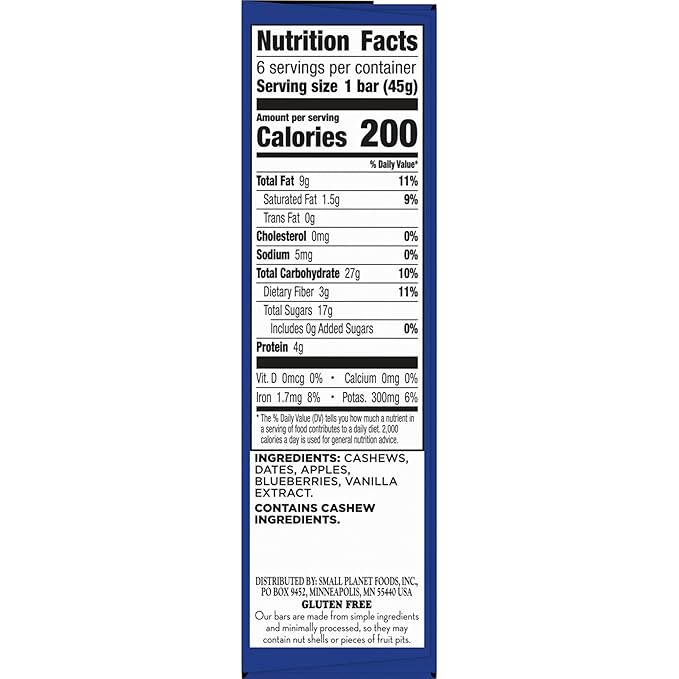Larabar Blueberry Muffin Fruit and Nut Bars, Gluten Free and Vegan, 9.6 oz, 6 Ct