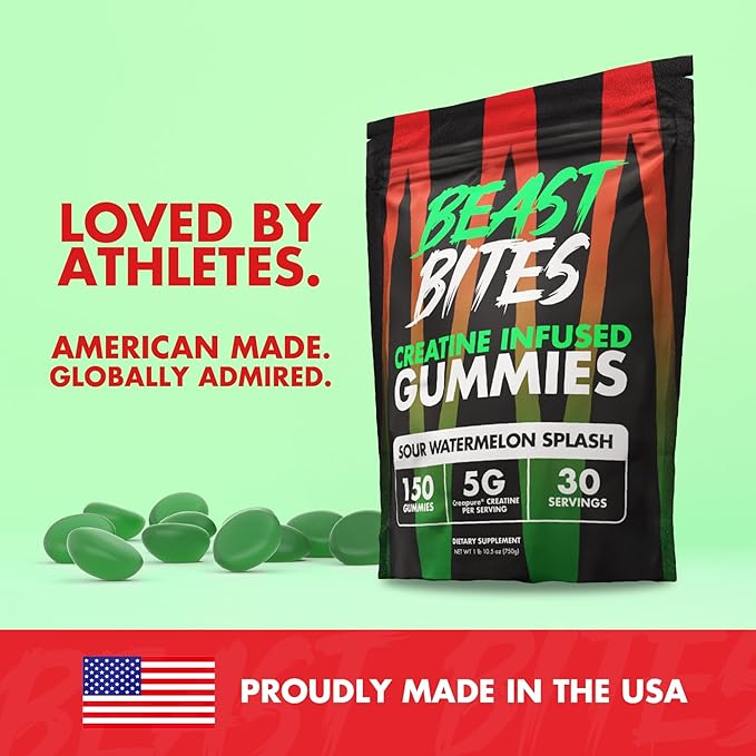 BEAST BITES - Creatine Infused Gummies - 5g Creapure Creatine Monohydrate Per Serving - NSF Certified for Sport - 30 Servings