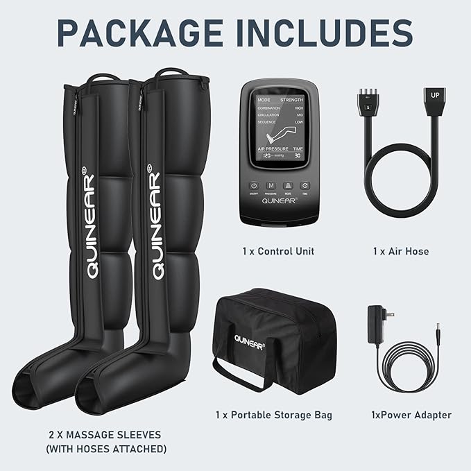 QUINEAR Air Compression Recovery System, Professional Sequential Device for Massage Therapy, Foot and Leg Recovery Boots to Improve Circulation for Athletes, FSA-HSA Eligible (Small)