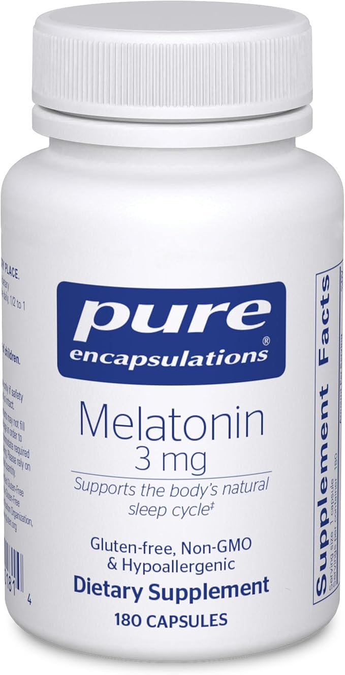 Pure Encapsulations Melatonin 3 mg - Antioxidant Supplement to Support Natural Sleeping & Relief of Occasional Sleeplessness - for Natural Sleep Support* - 180 Capsules