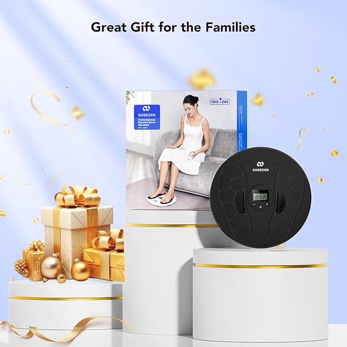 Foot Massager for Neuropathy, TENS & EMS Foot Circulation Stimulator for Pain Relief, 10 Modes and 20 Intensities, Relieve Swelling, Cramps, RLS & Plantar Fasciitis, Gifts for Mom Dad