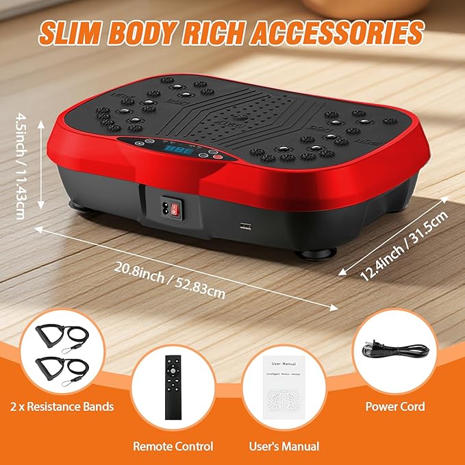 ALSO GO Vibration Plate Exercise Machine, 3 Workout Modes & 120-Level Vibration Platform for Weight Loss/Lymphatic Drainage, 400lbs Capacity Vibration Board with Resistance Bands for Full Body Workout