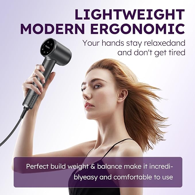 Hair Dryer, Professional Ionic Hair Dryer for Fast Drying, Low Noise and Quiet, Lightweight, 600 Mmillion Negative lonic High-Speed Hair Blow Dryer Without Hair Damage for Women, Men, Travel, Salon