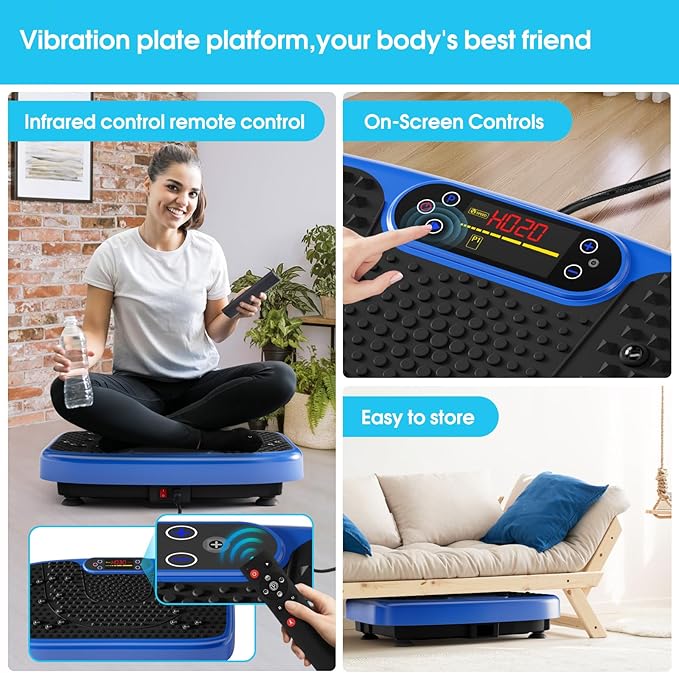 SoftGym Vibration Plate Exercise Machine for Lymphatic Drainage,Power Vibrate Stand Shake Board 450 Lbs Capacity Whole Body Workout Waver with Fitness Resistance Bands Weight Loss Gifts for Women Men
