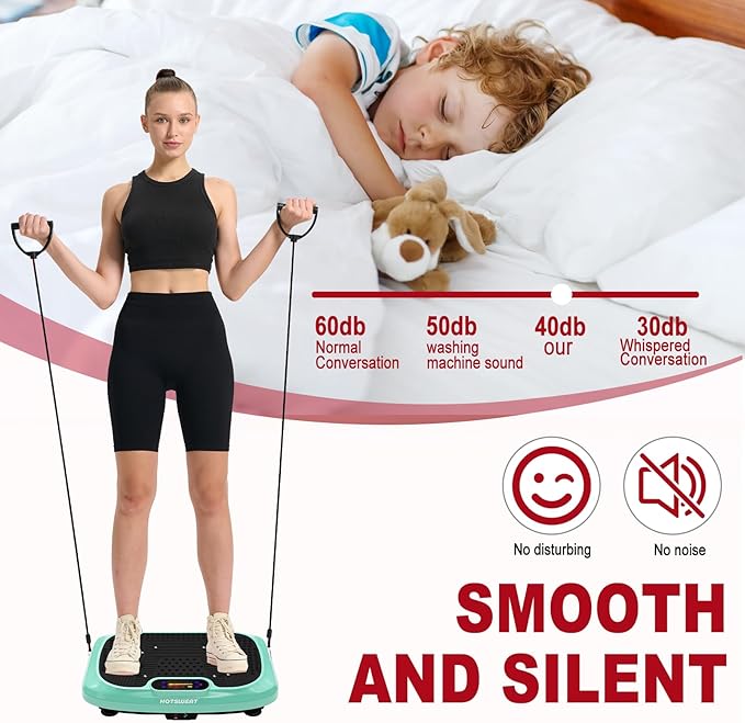 HOTSWEAT Vibration Plate Exercise Machine for Lymphatic Drainage, Power Plate Vibrating Platform, Shaker for Weight Loss, Exercise Board with 120 Levels for Home Gym