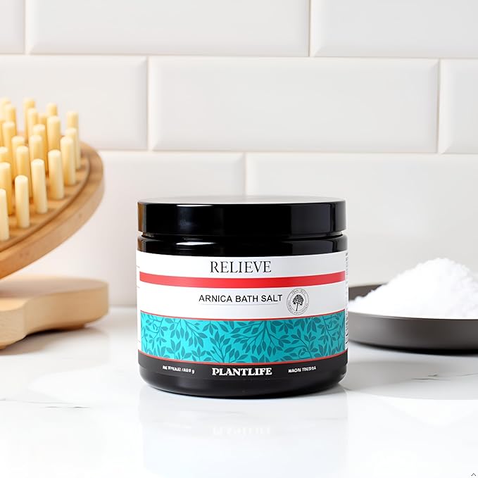Plantlife Arnica Relieve Mineral Bath Salts - Made with Arnica and 100% Pure Essential Oils - Relieve Products are a Homeopathic Solution for Everyday Use - Works Quickly and Effectively