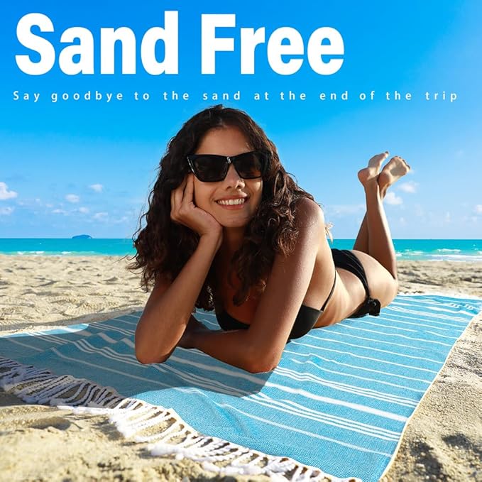 Turkish Beach Towel Quick Dry Absorbent Cotton Lightweight Thin Bathroom Bath Pool Swim Towels Extra Large Oversized Sand Free Beach Accessories Essentials Stuff Cloud Gift for Adults