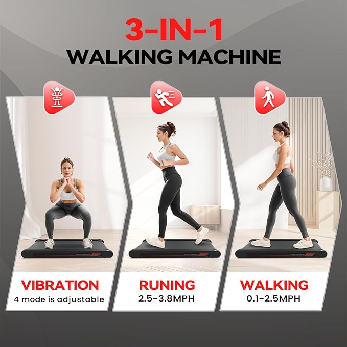 Sperax Walking Vibration Pad,Under Desk Treadmills for Home,4 in 1 Vibration Plate Exercise Machine,Portable Walking Pad with APP,350 Lb Capacity Multifunctional Treadmill Pro Max