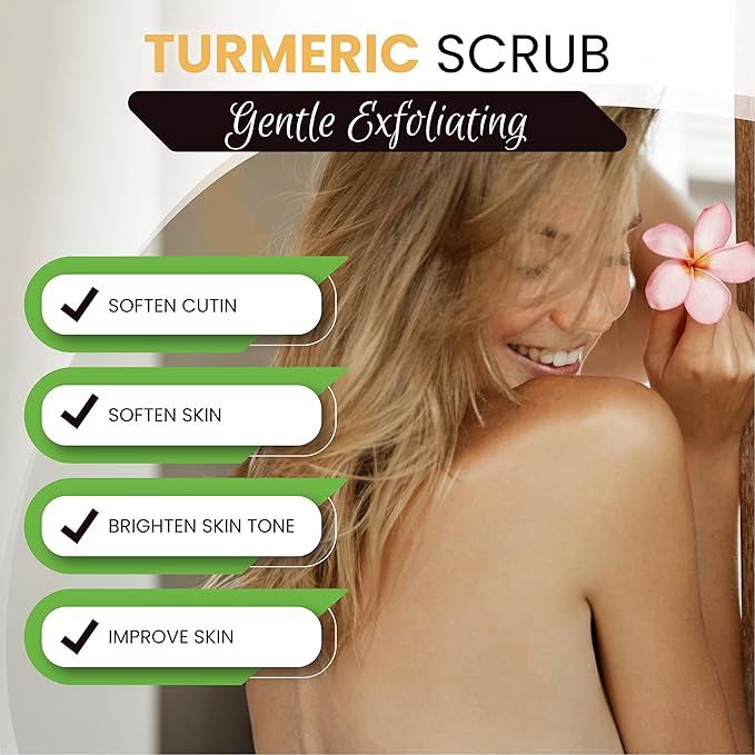 AMVital Turmeric Body Scrub - Handmade Natural Scrub For Body, Face, Hand, and Foot - Natural Skincare Body Scrub For Women - Suitable for All Skin Types (7.8oz)
