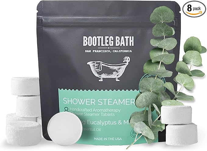 Shower Steamers Aromatherapy Eucalyptus and Mint 8 Pack, 100% Pure Essential Oil, All Natural, for Men and Women, Made in USA