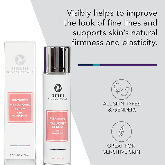 Omni Bioceuticals Rejuvenating Hyaluronic Serum with Hexapeptides, 50ml