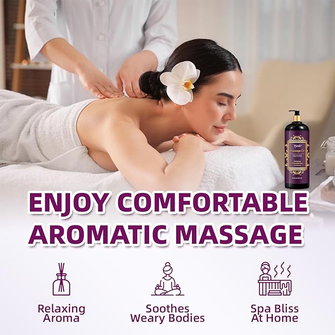 PjordoAromatherapy Lavender Massage Oil, Massage Oil for Massage Therapy, Calming, Soothing, Relaxing, Spa Gifts for Him Her, 10 Fl Oz