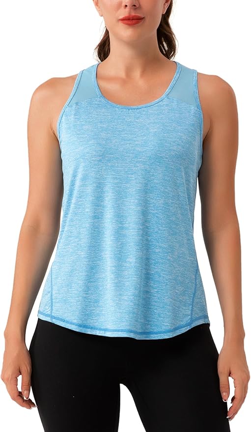 Aeuui Womens Workout Tops Sleeveless Racerback Tank Tops Mesh Yoga Athletic Running Shirts Gym Clothes for Women