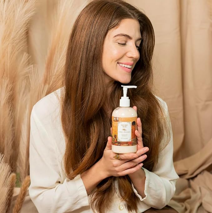 Camille Beckman Tuscan Honey Scented Silky Body Cream, Daily Moisturizer for All Skin Types | Non-Greasy Vegan Formula to Nourish and Soften Hands and Body, 13 Ounce