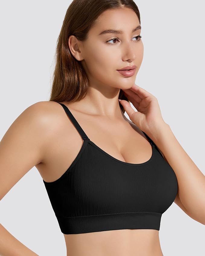 Padded Bralette Sports Bras for Women Pack No Underwire Adjustable Straps Low Back Bra Sleep Bras Lounge Bras for Women