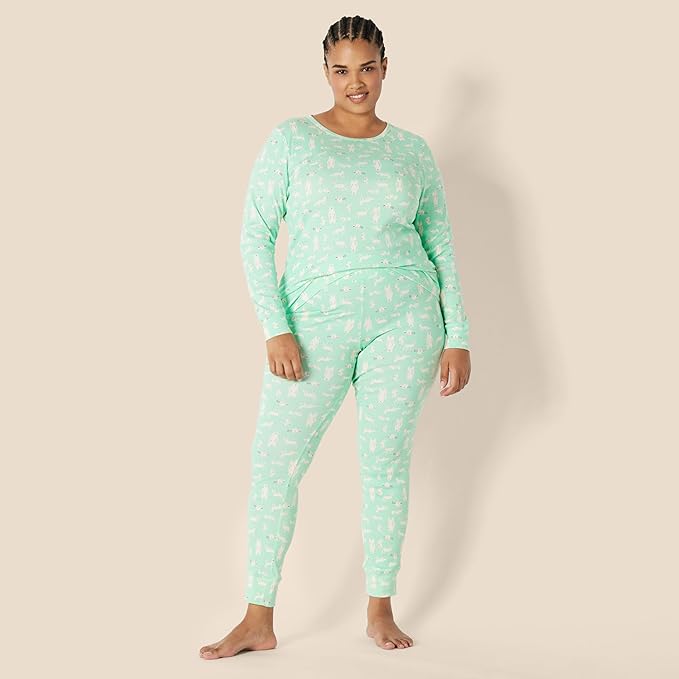Amazon Essentials Womens Snug-Fit Cotton Sleepwear Pajama Set (Available in Plus Size)