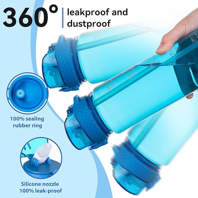 GOPPUS Clear Water Bottle With Straw 32oz Clear Sports Water Bottles Motivational with Time Marker Tritan BPA Free Clea Plastic Water Bottle Wide Mouth for Gym Travel Home School Office