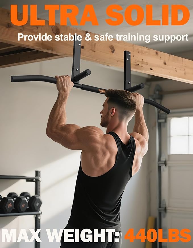 Fitarc Joist Mount Pull Up Bar, Chin Up Bar Ceiling Mount, Heavy Duty, Workout for Home Gym, 42 inch Wide -Patent Pending