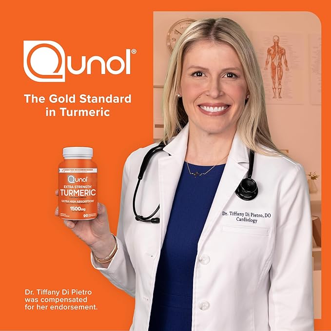 Qunol Turmeric Curcumin Capsules, 1500mg Extra Strength Supplement, Patented Hydro-Soluble Technology, Alternative to Turmeric Curcumin with Black Pepper, 90 Veggie Capsules