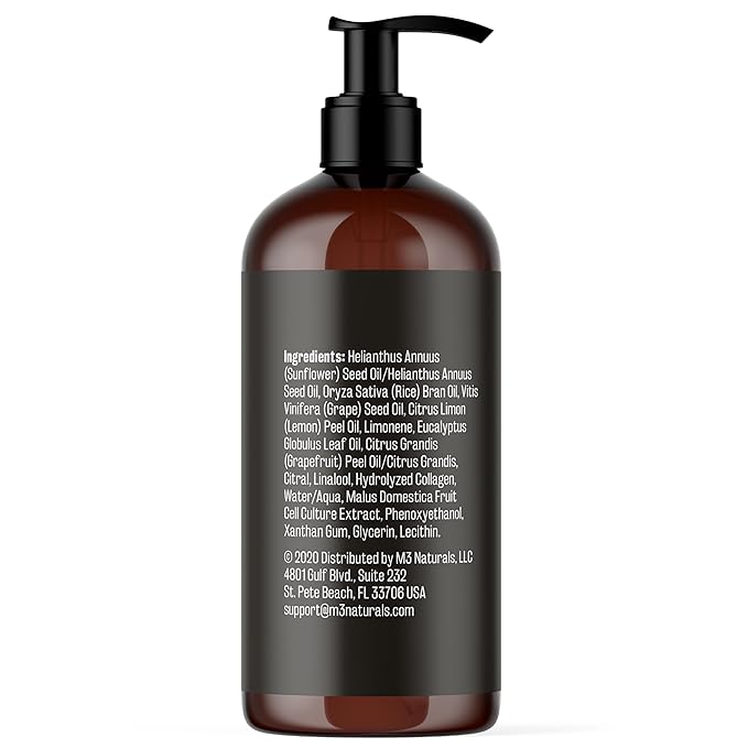 Anti Cellulite Massage Oil and Silicone Body Brush – Collagen and Stem Cell Skin Tightening Formula for Smoothing and Firming, 8 fl oz by M3 Naturals
