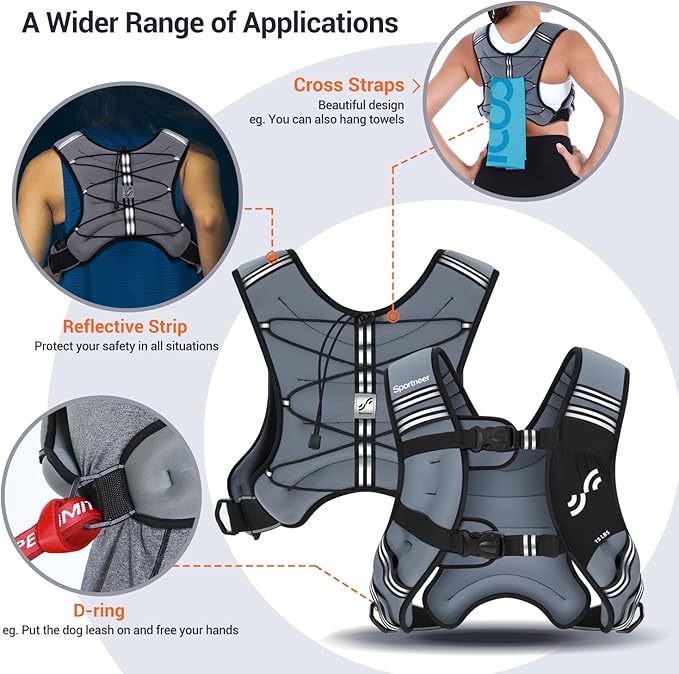Sportneer Weighted Vest Woman: 8lb/12lb/15lb/20lb/25lb Weight Vest with Detachable Phone Bag, Adjustable Women Weighted Vest Rucking Vest for Walking Strength Training Muscle Building Weight Loss