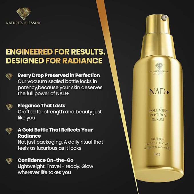 NAD+ Anti-Aging Serum – Boost Cellular Energy, Firm Skin & Reduce Wrinkles – with Niacinamide, Hyaluronic Acid, Peptides & Antioxidants – 1oz Rejuvenating Face Serum for Youthful Radiance