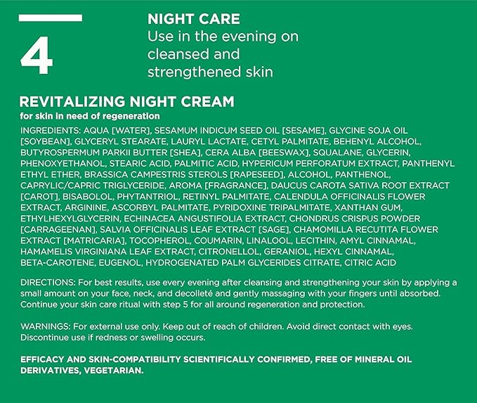 ANNEMARIE BÖRLIND - LL REGENERATION Revitalizing Night Cream - Natural Anti Aging Vitamin C, E and Retinoid Face Cream for Visibly Firmer and Wrinkle Free Skin - Step 4 of 5-1.69 Oz.
