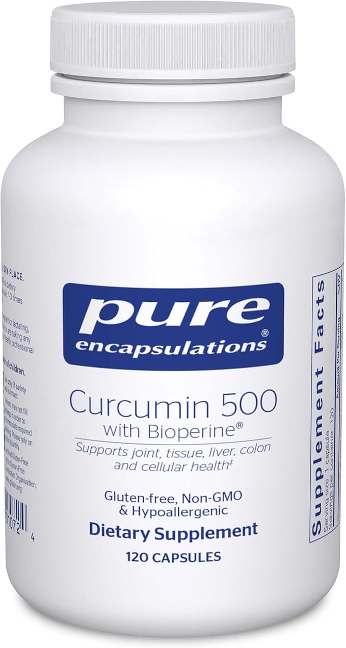 Pure Encapsulations Curcumin 500 with Bioperine - Antioxidant Supplement to Support Joints, Tissue, Liver, Colon & Cellular Health* - with Turmeric Curcumin & Bioperine - 120 Capsules
